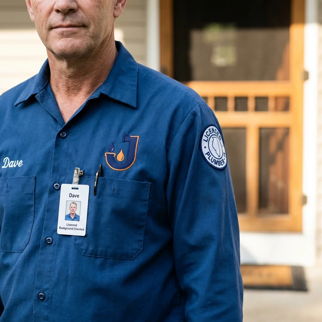 Licensed plumber showing ID badge in Aquebogue, NY