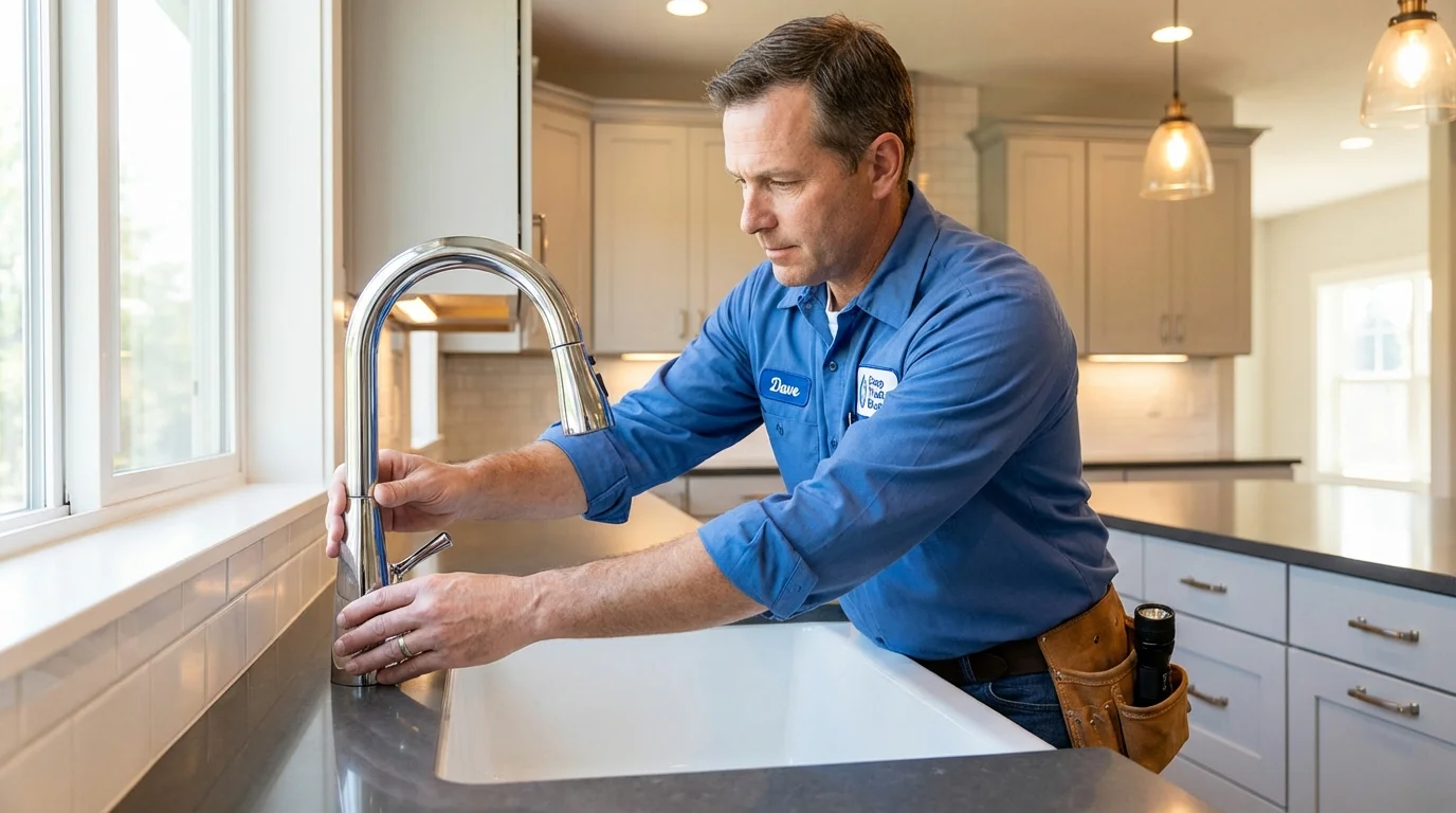 Kitchen faucet installation by Johns Plumbing LLC in Aquebogue